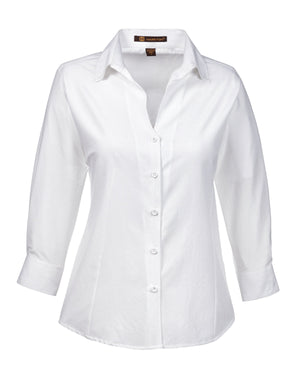 Harriton Ladies' Paradise Three-Quarter Sleeve Performance Shirt - White