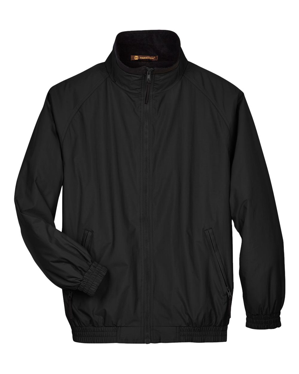Harriton Adult Fleece-Lined Nylon Jacket - Black/ Black