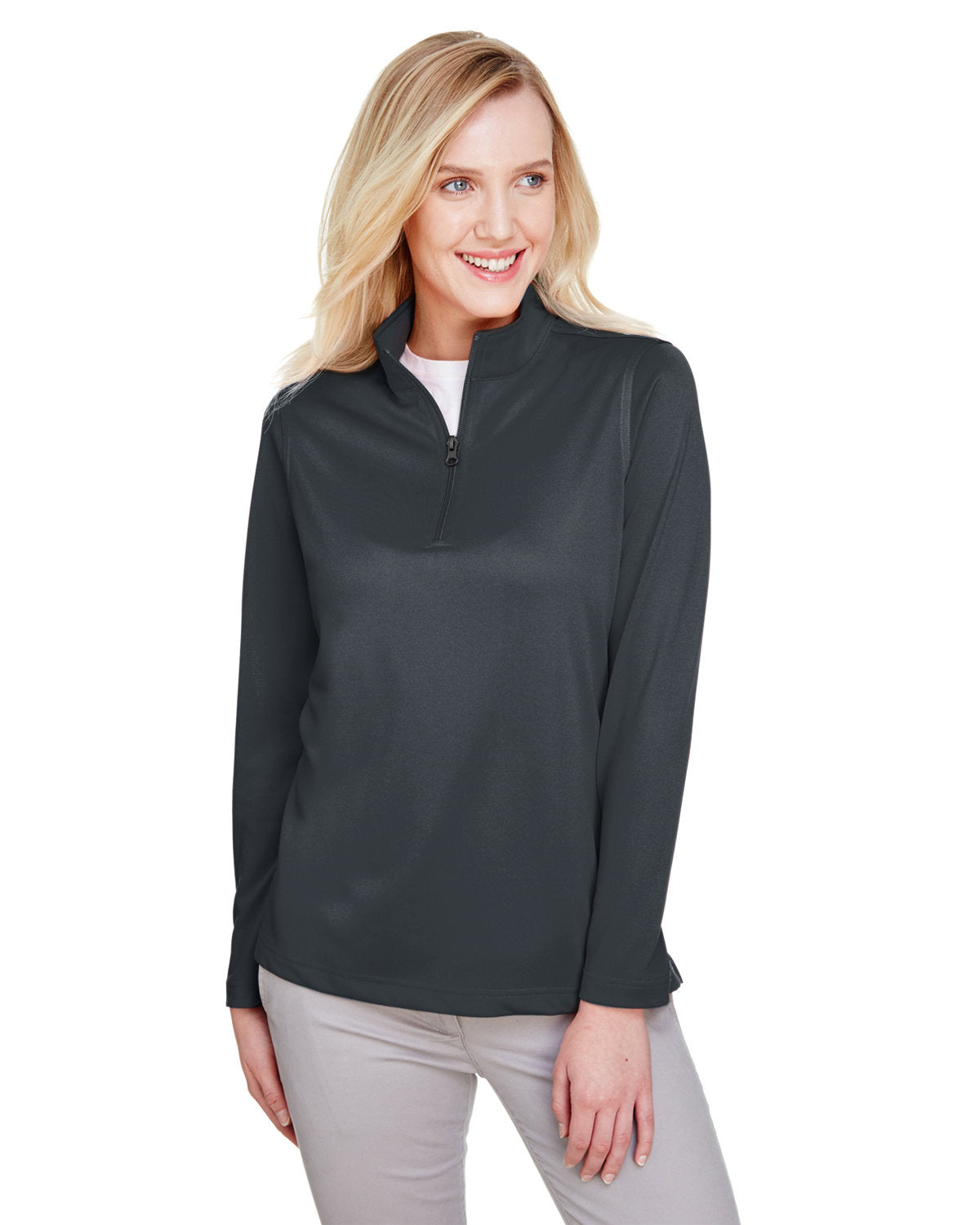 Harriton Ladies' Advantage Snag Protection Plus Quarter-Zip - Dark Charcoal