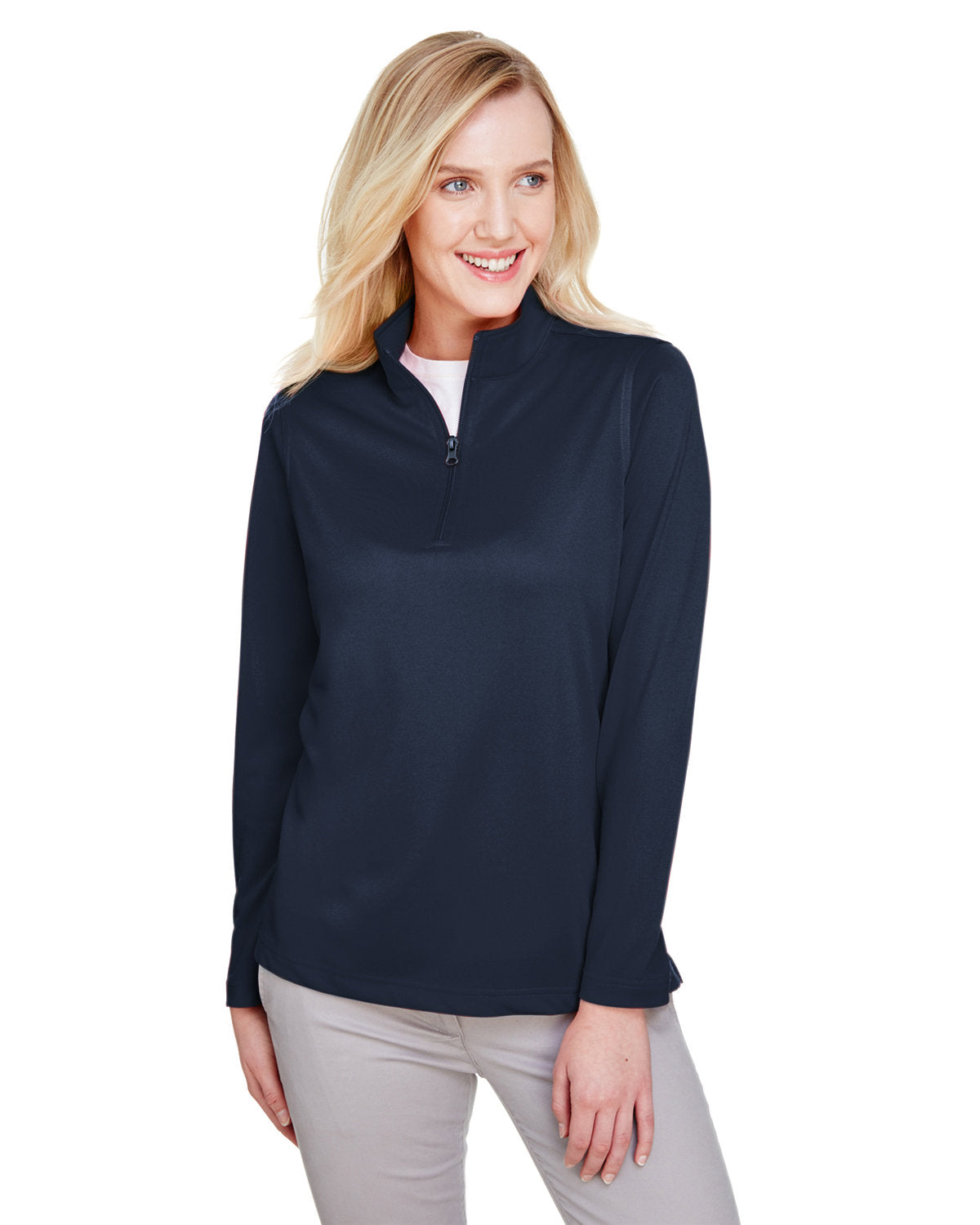 Harriton Ladies' Advantage Snag Protection Plus Quarter-Zip - Dark Navy