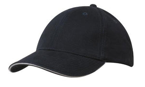 Best Value Cotton Sports Cap with Sandwich Brim - Navy With White