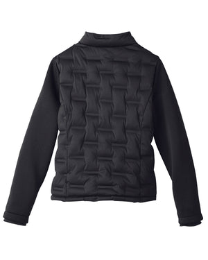 North End Ladies' Loft Pioneer Hybrid Bomber Jacket - Back