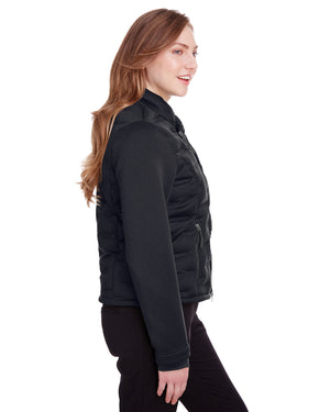 North End Ladies' Loft Pioneer Hybrid Bomber Jacket - Side