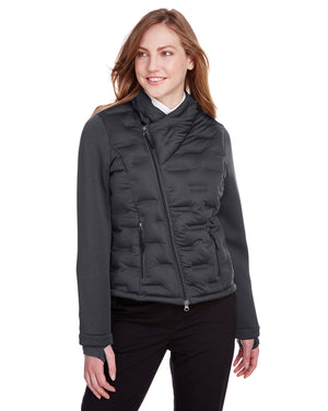 North End Ladies' Loft Pioneer Hybrid Bomber Jacket - Crbn