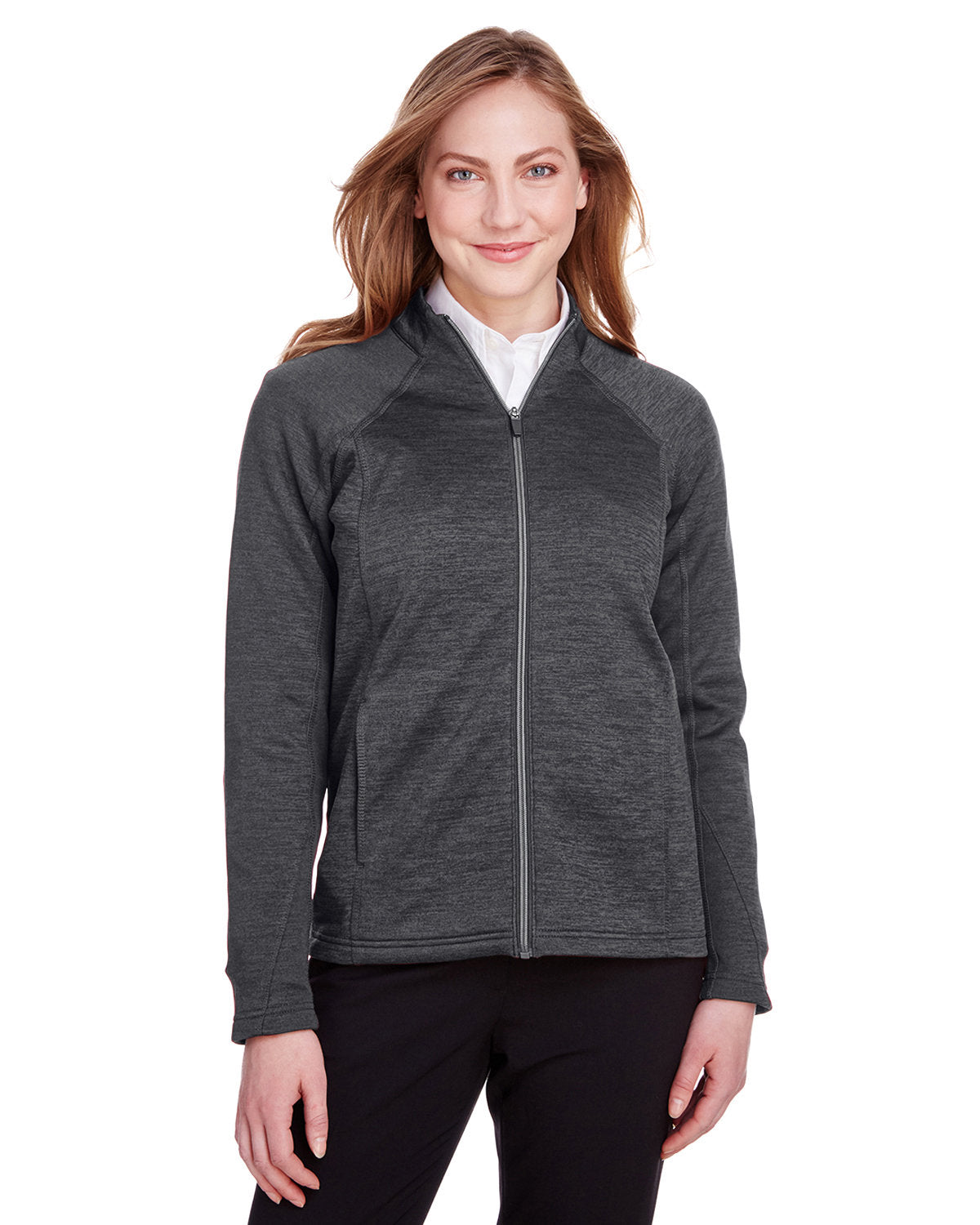 North End Ladies' Flux 2.0 Full-Zip Jacket - Blk Hthr/Carbon