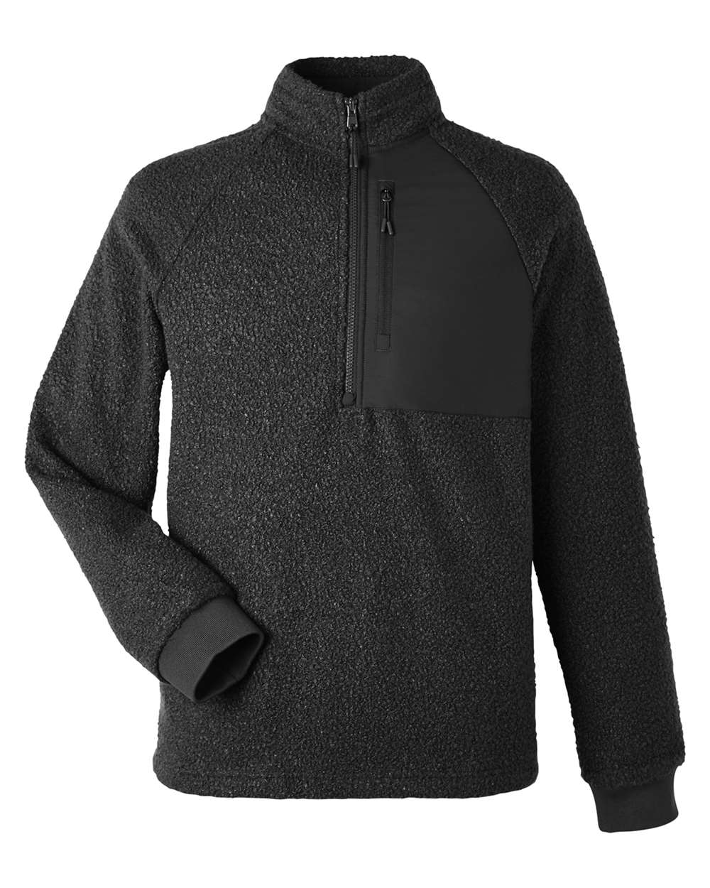 North End Men's Aura Sweater Fleece Quarter-Zip - Black/ Black