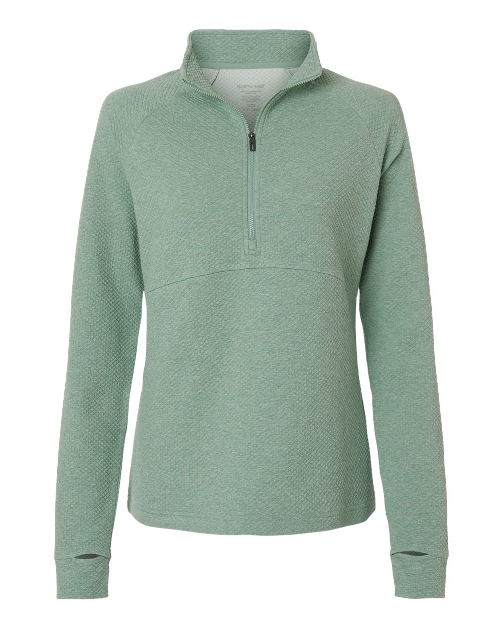North End Ladies' Spirit Textured Quarter-Zip - Sage Green Heather