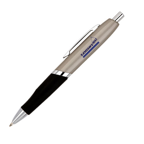 Orion Metal Plunger Action Pen - Silver With Taupe