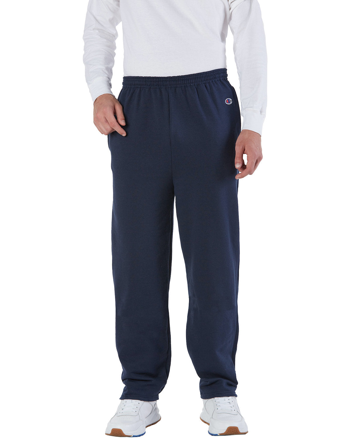 Champion Adult Powerblend® Open-Bottom Fleece Pant with Pockets - Navy