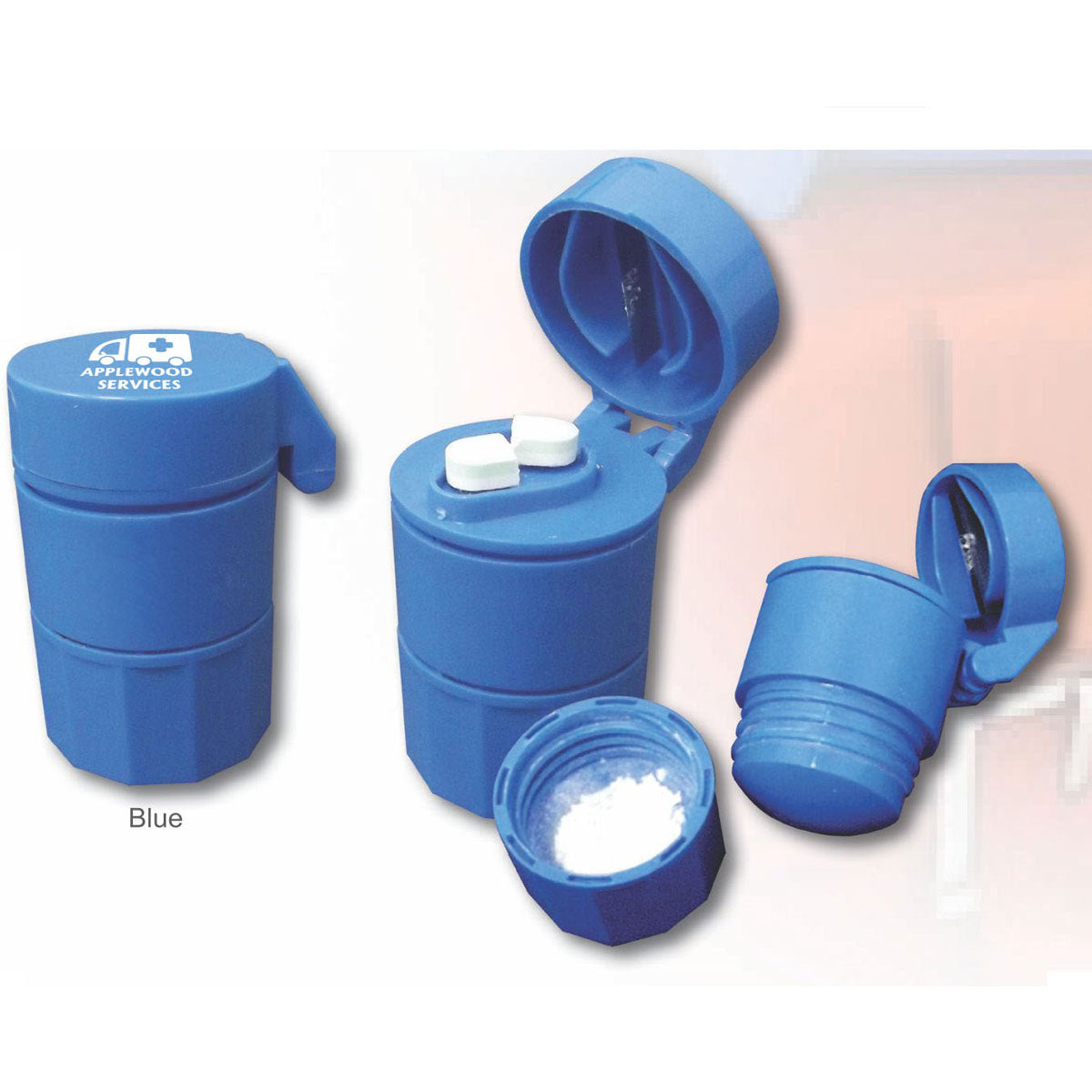 Pill Cutter/Cruncher Container - Blue