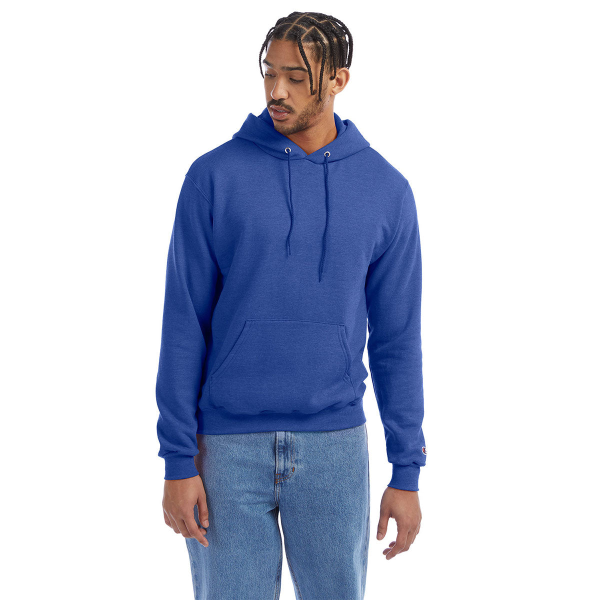 Champion Adult Powerblend® Pullover Hooded Sweatshirt - Royal Blue Heather