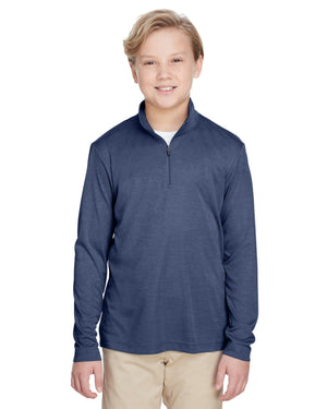 Team 365 Youth Zone Sonic Heather Performance Quarter-Zip - Front