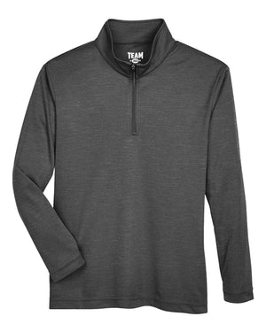 Team 365 Youth Zone Sonic Heather Performance Quarter-Zip - Black Heather
