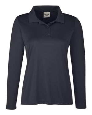 Team 365 Ladies' Zone Performance Long Sleeve Polo - Black