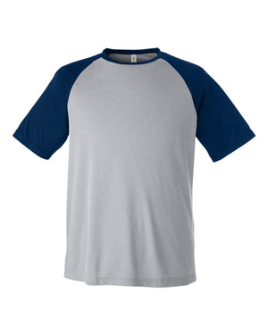 Team 365 Unisex Zone Colorblock Raglan T-Shirt - Athletic Heather/ Sport Dark Navy