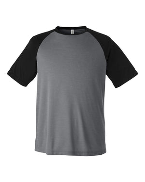 Team 365 Unisex Zone Colorblock Raglan T-Shirt - Dark Grey Heather/ Black