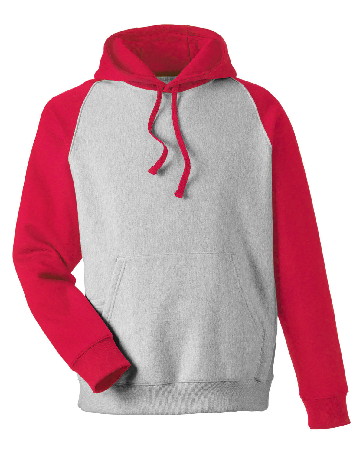 Team 365 Unisex Zone HydroSport™ Heavyweight Colorblock Hooded Sweatshirt - Ath Hthr/Sp Red