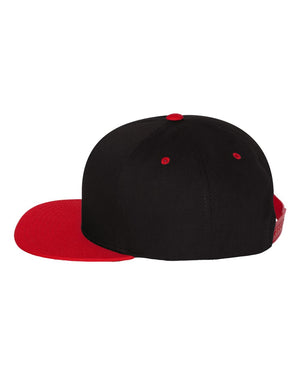 Yupoong Adult Cotton Twill Snapback Cap - Black/Red