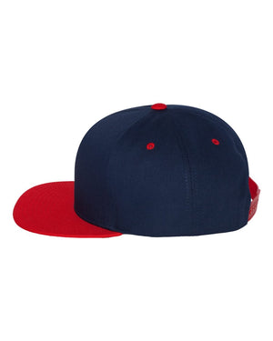 Yupoong Adult Cotton Twill Snapback Cap - Navy/Red